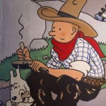 Acuarela de la portada de Tintín en América de 1932